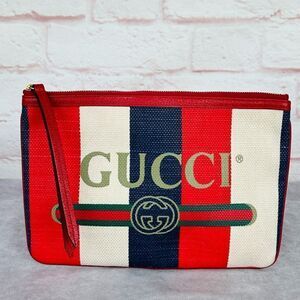 Gucci Sylvie Biadera Stripe Clutch Bag